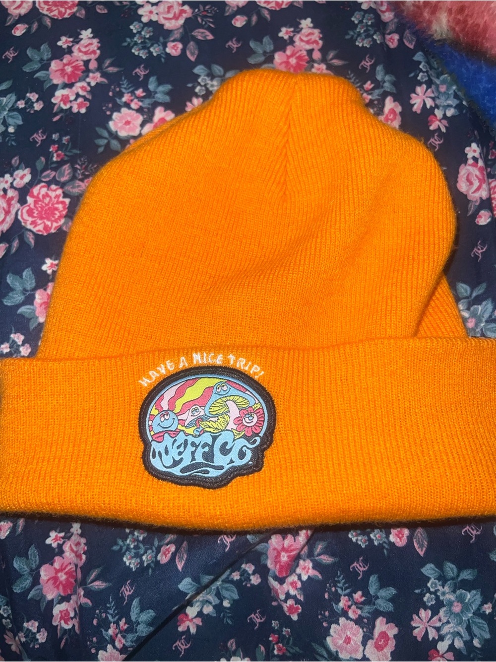 Neff Orange Beanie "Have A Nice Trip" Graphic